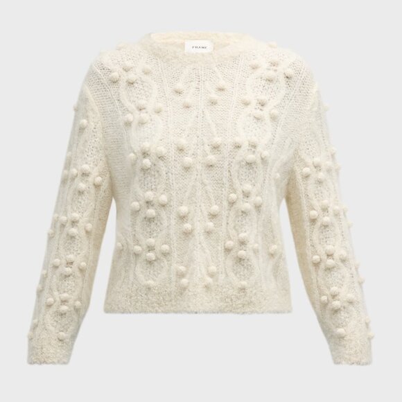 FRAME Popcorn Pullover Sweater | Cream Textured Knit | Size XL | NWT - Picture 2 of 7